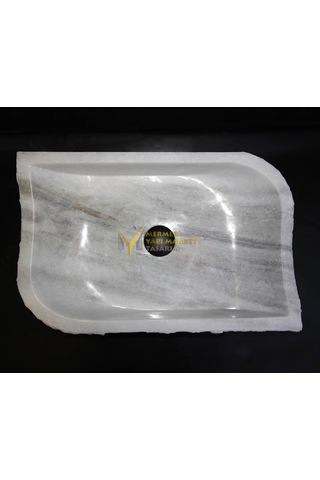 Muğla Beyaz Mermer Tasarım Köşeli Lavabo