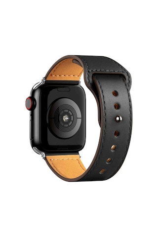 Apple Watch Uyumlu 42mm Kr415 Luaz Deri Kordon Saat Değildir - Siyah F7197