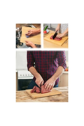 Özel Üretim Servis Gereci Mutfak Dekoru Sunumluk Metal Saplı Bambu Kesim Panosu Çok Renkli