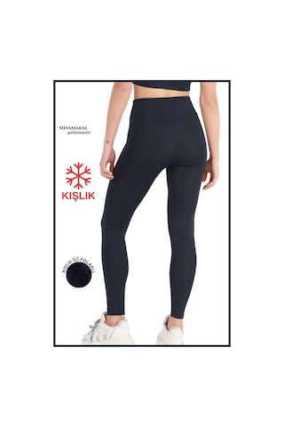 Missmaral Kadın Kışlık Içi Polarlı Yüksek Bel Toparlayıcı Tayt Lacivert Curve High Waist Fleece Winter 1028 Lacivert