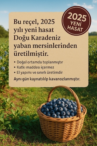 Blackseaorganics Ev Yapımı Yaban Mersini Reçeli 350g Katkısız & Geleneksel Üretim