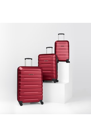 Unisex 4 Tekerli Kilitli 3'lü Set Valiz Bordo