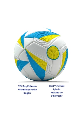 Futbol Topu Euro 2024 Beton Ve Çim Zemin İçin Uygundur 5 Numara 42641 Çok Renkli