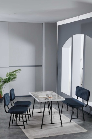 Hayat 70x110 Efes Mutfak Masası, Mutfak Masası Takımı, Yemek Masası, 2 Sandalye 1 Bench - Lacivert Lacivert