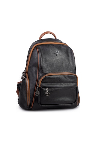 Nas Bag Kadın Çok Cepli Sırt Çantası En :30cm X Boy:34 Siyah Taba Victoria