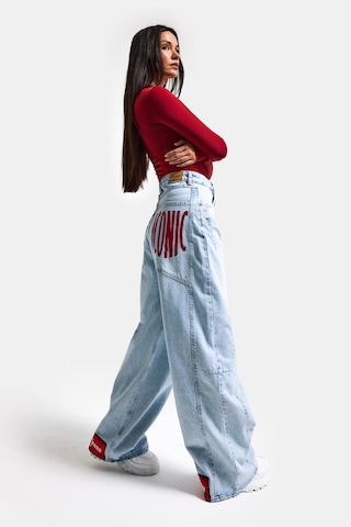 Itsbasic Kadın Ice Renk 4s6-3 Mega Baggy Fit Paça Ve Cep Detaylı Özel Tasarım Denim Jean Buz Mavi