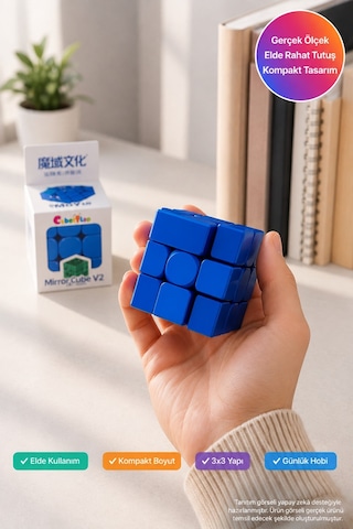 Moyu Aynalı Küp Mirror Cube V2 3x3 Mavi Şekil Değiştiren Zeka Bulmacası 5,6x5,6x5,6 Cm