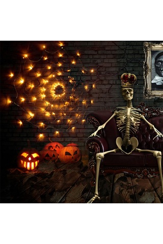 Kosona Halloween Dekorasyon Işıklı Örümcek Ağı 1m 70 Led Isı Beyaz 8 Flaş Modu Uzaktan Kumandalı Pilli Işık Diğer