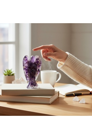 Doğaltaş Melek Epoksi Reçine Ametist Melek