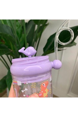 Yaratıcı Balina Sprey Kupası Sevimli Karikatür Balina Desen Sippy Kupası Taşınabilir Çocuk Su Geçirmez Kupası Bardaklar Taro Mor 1 Kat Pembe