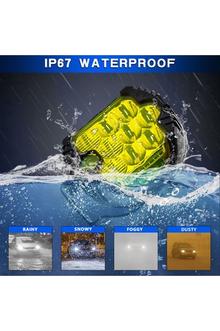 Honmex 3 İnç Led Arazi Aracı Lambası 2 Adet - Orta Beyaz Sürekli, Yanak Sarı Sürekli Ve Parıltı Işık - 150w Ip67 Dayanıklı