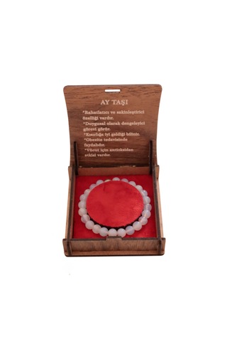 Hediye Kutulu Doğal Ay Taşı Bileklik Duygusal Denge Ve Rahatlık Şeffaf