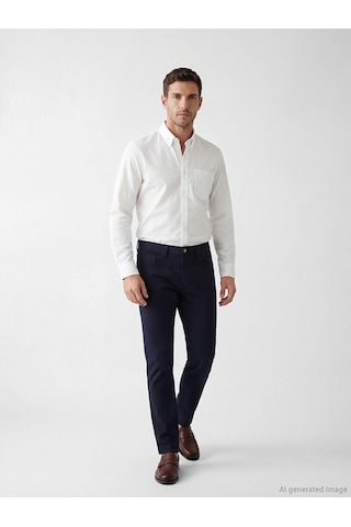 Lcwaıkıkı Classic Beyaz Regular Fit Keten Görünümlü Erkek Basic Gömlek