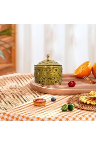 Tongxida Bosphorusboutique Yuvarlak Şekerleme Saklama Ramazan Kapaklı Kabı Homyl Altın Vu Altın Altın