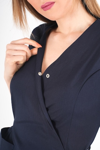 Lacivert Elegant Model Cerrahi Üniforma Belden Bağlamalı Scrubs Takım Lacivert