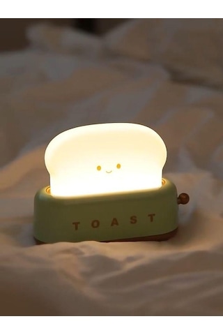 Yeşil Tost Gece Lambası Şarjlı & Pilli Sevimli Led Işık,hediyelik Led Lamba Yeşil