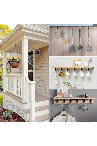 Ganzhoushop 10 Adet Ağır Hizmet Tipi Tavan Kancaları - Paslanmaz Çelik Raf Altı Askıları, Siyah Çok Renkli