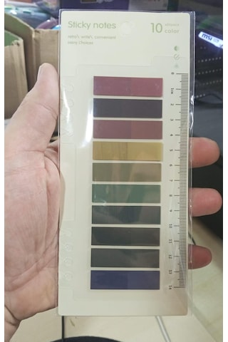 10 Renkli Cetvelli Şeffaf İndeks Sticker Retro Koyu Pastel Kitap İşaretleyici Yapışkanlı Not 200 Yaprak Çok Renkli