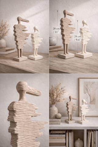 Modern Soyut İnsan Figürü Biblo Seti Minimal Dekoratif Heykel 2 Li Set