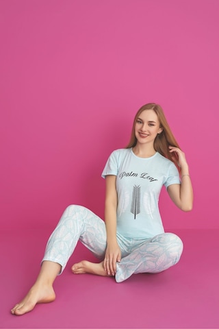 Dreamy Pamuklu Desenli Kısa Kollu Pijama Takımı Mint