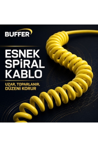 4&apos Ü 1 Arada Esnek Spiral Hızlı Şarj Kablosu, Araç İçi Yaylı Kablo, Type-c Ve Lightning Uyumlu Çoklu Şarj Belirtilmemis