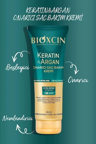 Keratin & Argan Onarıcı Şampuan 300ml + Keratin Argan Saç Bakım Yağı + Saç Kremi+onarıcı Sıvıyağ