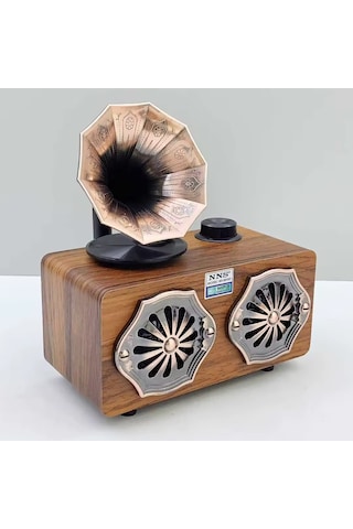 Ultratekno Ns-801bt Retro Gramofon Görünümlü Ahşap Hoparlör Bluetooth Aux Fm Radyo