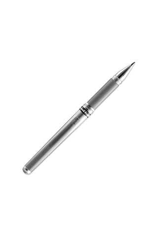 Signo Pen Geniş Metalik Jel Mürekkep Rollerball - Metal 1 Mm Uç Ucu 0,65 Mm Kauçuk Saplı Çizgi Genişliği - Um-153 - 6'lı Paket - Beyaz, Gümüş Ve Altın 165-Koyu Yeşil