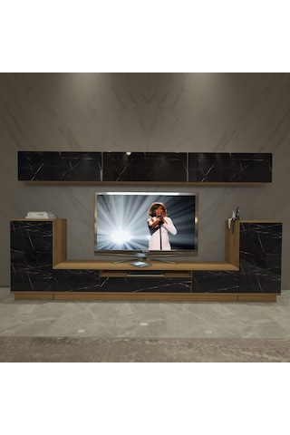 Decoraktiv Trendstyle 9s Mdf Tv Ünitesi Tv Sehpası Pera - Siyah Mermer