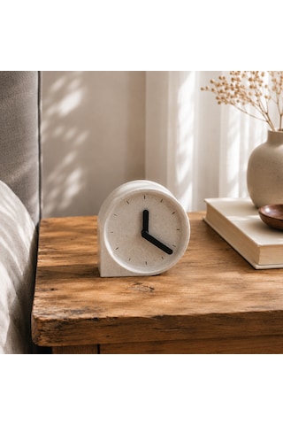 Cove Clock Dekoratif Masa Saati Modern 3d Baskı Saat Mermer Rengi