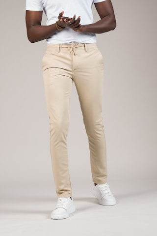 Advante Slimfit Dokulu Dar Paça Beli Lastikli Ve İplikli Yazlık Jogger Pantolon Krem