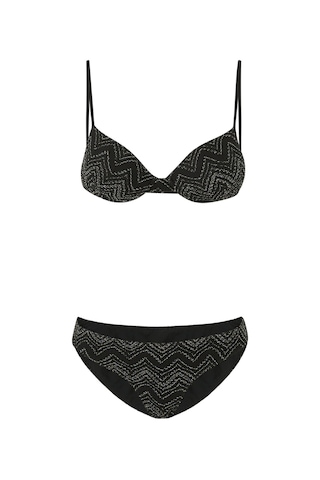Missoni Zig Zag Lamé Viskon Bikini Siyah