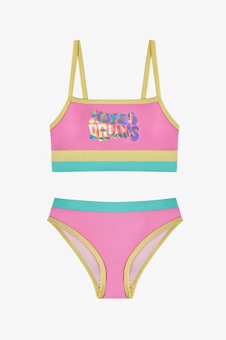 Penti Kız Çocuk Açık Pembe Beauty Halter Hologram Desenli Bikini Takımı