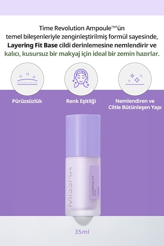 Renk Eşitsizliklerini Nötrleyen Pürüzsüzleştiren Nemlendirici Makyaj Bazı Layering Fit Base Violet