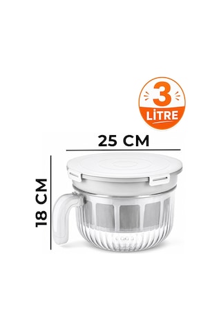 Rüya Chef 3 Litre Yoğurt Süzme Kabı Süzme Yoğurt, Peynir Ve Labne Yapma Kabı Kapaklı Vp-147 Diğer