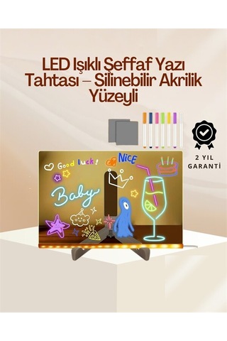 Çocuklar İçin Renkli Led Mesaj Tahtası Neon Kalemli Eğlenceli Ve Yaratıcı Yazı Panosu