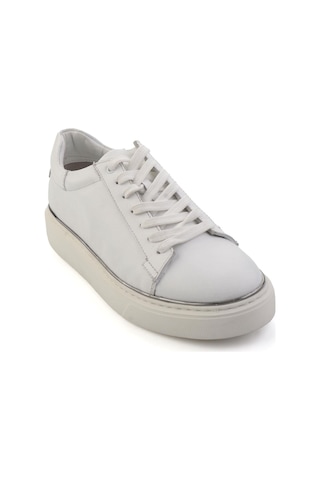 Beyaz Hakiki Deri Erkek Sneaker E01054202643 Beyaz