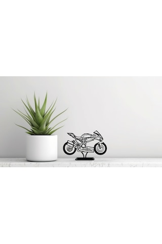 Siyah 3d Motor Heykeli 20cm Modern Spor Motosiklet Masa Üstü