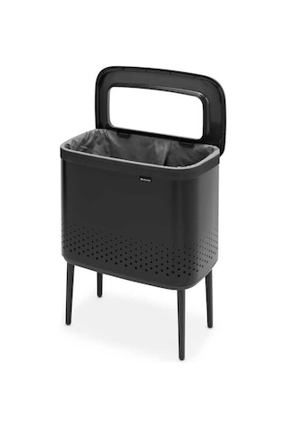 Brabantia Bo Matt Black Plastik Kapaklı Çamaşır Sepeti 60lt Siyah