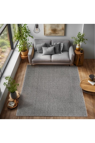 Yumuşak Bukleli Sisal Jüt Salon Oturma Odası Gri Renkli Halı Gri