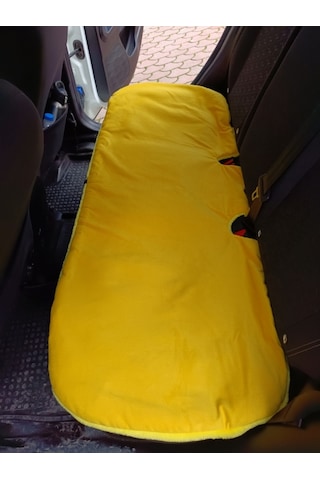 Yumuşak Tüylü Peluş Serme Oto Koltuk Minder Arka Sarı Renk