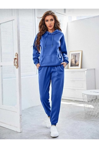 Kozia Outdoors Kapşonlu Esofman Takımı Sweatshirt Jogger Saks Mavi