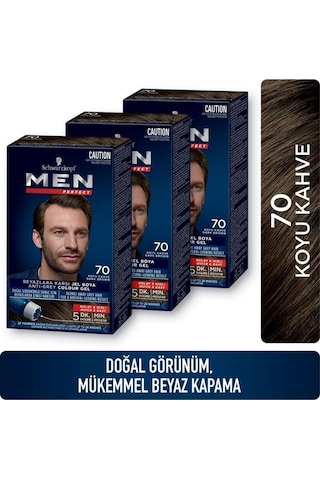 Schwarzkopf Men Perfect Saç Boyası 70- Koyu Kahve-kolay Ve Hızlı Beyaz Kapama - 3 Adet