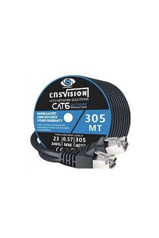 Cat6 305 Metre Dış Ortam 0,57mm Çift Ceketli Çift Katman Outdoor Cat6 Kablo 305mt Kutu