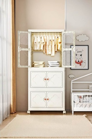 Piev Çok Amaçlı Büyük Hacimli Tekerlekli Katlanabilir 3 Katlı Saklama Kabı Gardırop Organizer Antrasit Antrasit