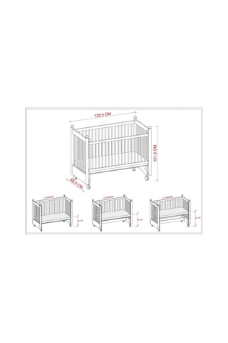 Meltem Kids Mondo Sallanır Ahşap Anne Yanı Beşik 60 x 120 CM Krem