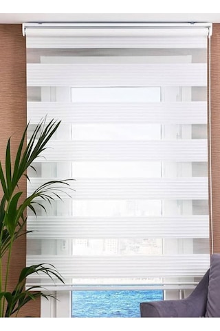 Beyaz Pliseli Stor Zebra Perde Oygusuz Beyaz