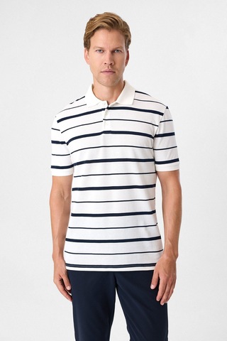 Back And Bond Regular Fit Düğmeli Polo Yaka Tişört Beyaz