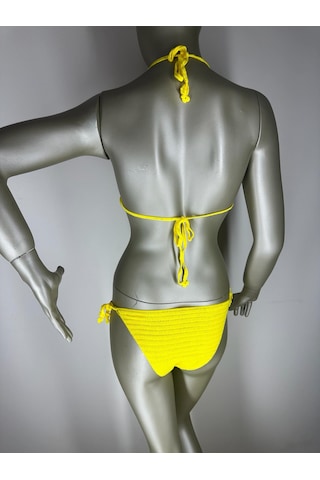 İvita Renkli Boncuk Detaylı Çok Tarz El Yapımı Tığ Örgüsü Bikini Sarı