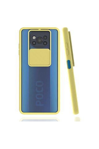 Noktaks - Xiaomi Uyumlu Xiaomi Poco X3 / Poco X3 Nfc / Poco X3 Pro - Kılıf Slayt Sürgülü Arkası Buzlu Lensi Kapak - Lacivert